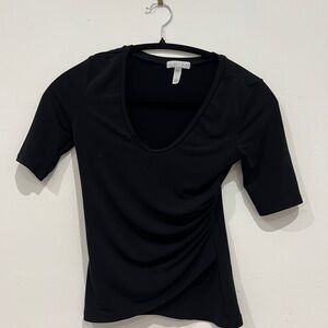 Leith Black V-Neck Short Sleeve Top